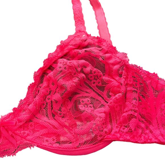 Maidenform Private Affair 34B Hot Pink Lace Underwire Bra Nylon/Spandex Adjustab - Picture 4 of 6